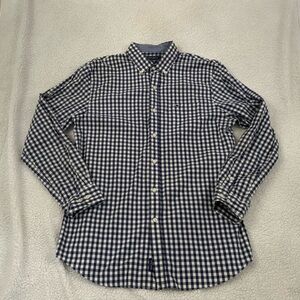 Crown & Ivy Button Down Shirt Mens Size Large Blue Check Classic Fit Long Sleeve